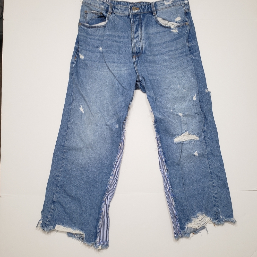 Womens DENIM IXD Distressed Capris 30×23